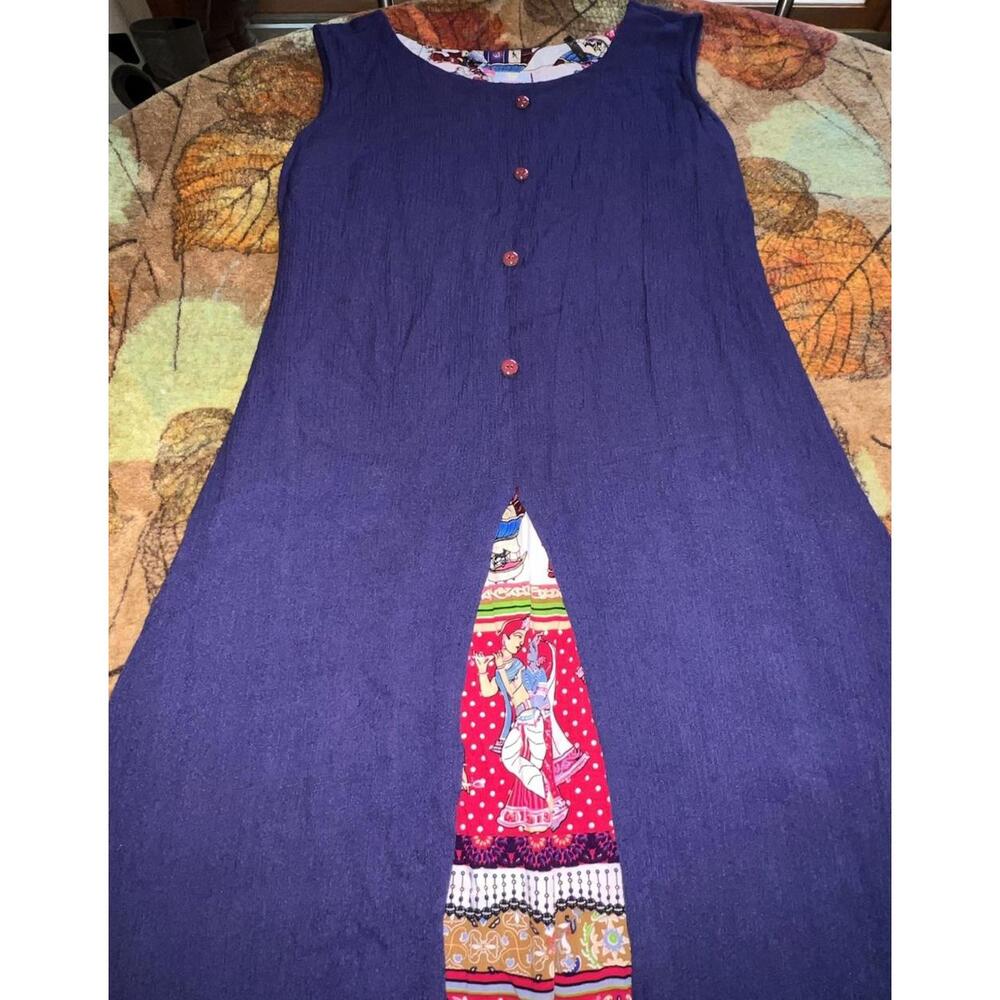 Neeru Kumar Navy Blue Handwoven Tank Midi Bohemian Dress S - Picture 3 of 11